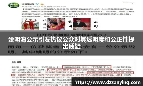 姚明海公示引发热议公众对其透明度和公正性提出质疑